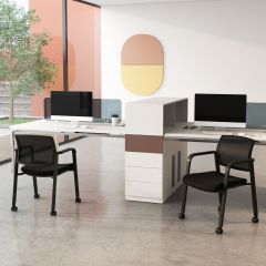 Ergonomischer Bürostuhl mit Klappbaren Armlehnen & Mittlerer Rückenlehne  Schwarz - Costway