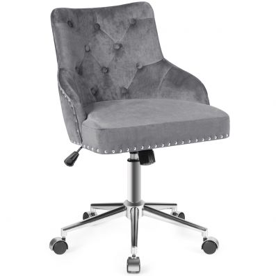 Costway Samt Akzent Sessel Bürostuhl mit Rädern Verstellbarer