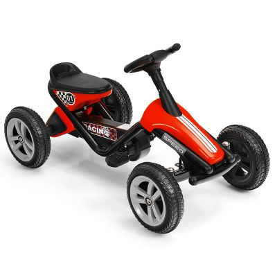 Go-Kart mit Pedalen Kinderfahrzeug mit 4 Rädern & Anti-Rutsch-Streifen Rot