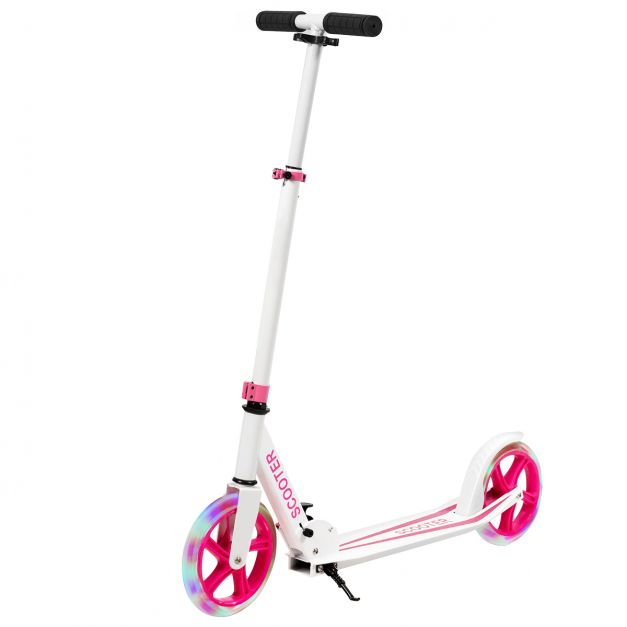 Scooter Roller klappbar Tretroller höhenverstellbar 100kg Tragkraft  Kickroller mit 2 LED Räder rosa