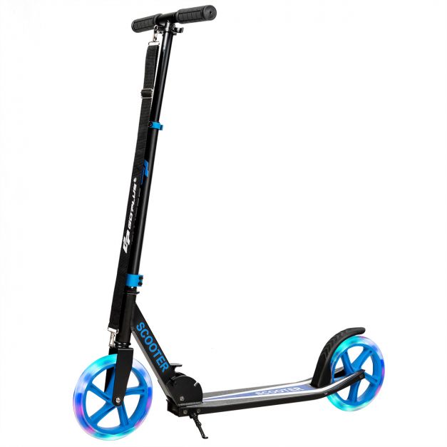 Scooter Roller klappbar Tretroller höhenverstellbar 100kg Tragkraft  Kickroller mit 2 LED Räder blau - Costway
