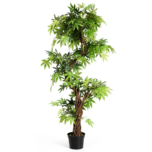 Kunstpflanze Künstliche Deko-Pflanze x 160 cm Echtholzstamm x Zimmerpflanze 19 - mit Grün Costway 19
