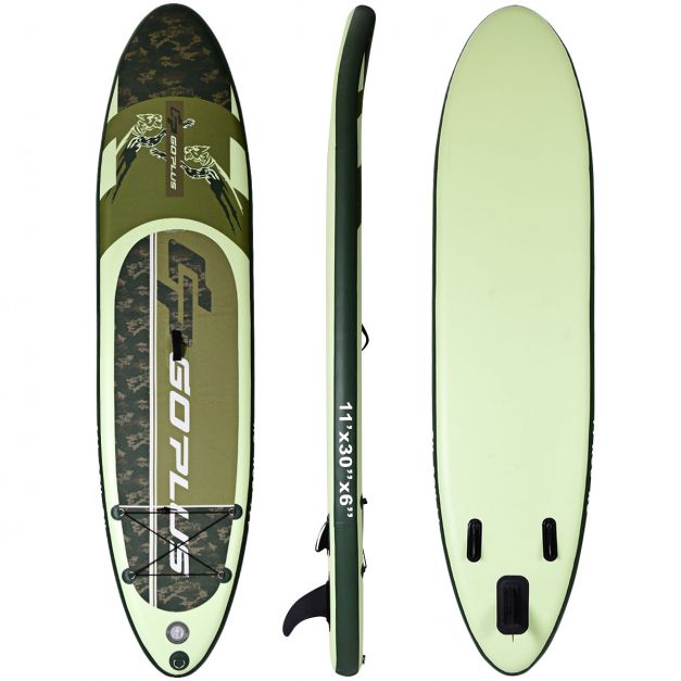 Stand Up Board Set Aufblasbares Paddelbrett Surfboard Grün 335 x