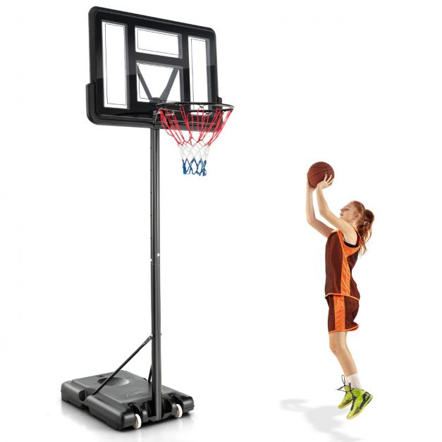 130 cm - 305 cm Korbständer - Wetterbeständiger Costway Höhenverstellbarer Basketballkorb Schwarz