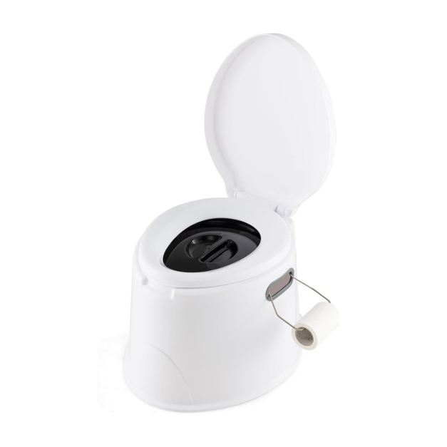 Campingtoilette tragbar Reisetoilette Mobile Toilette mit Abnehmbarem  Eimereinsatz Weiß - Costway