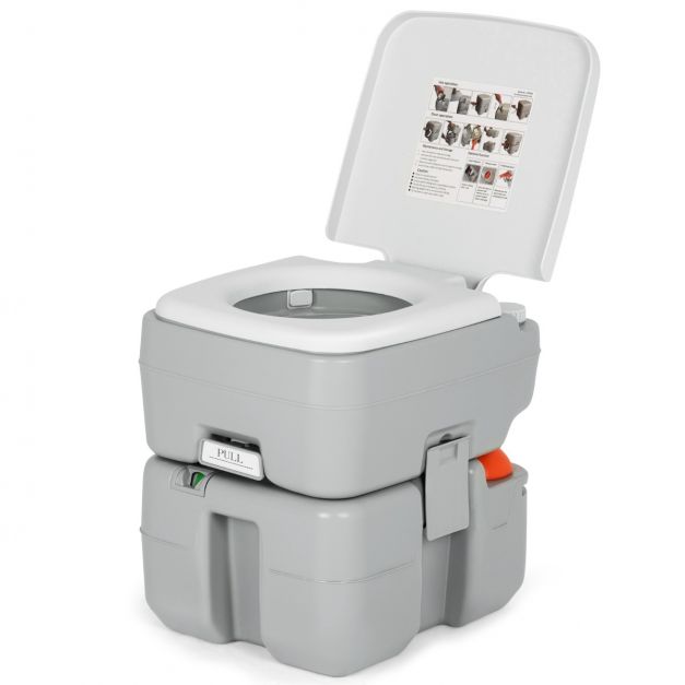 tragbare Toilette Outdoor-Campingtoilette 41,5 cm x 36,5 cm x 42 cm Grau -  Costway