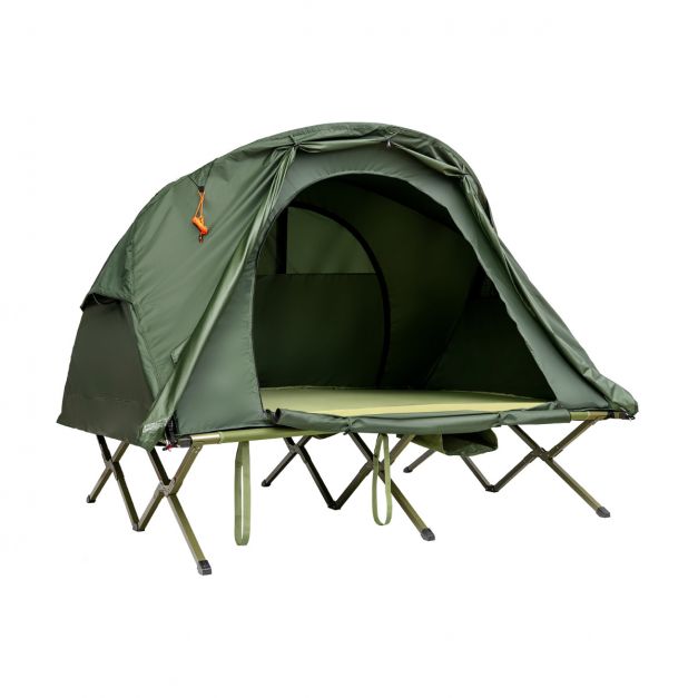 4 in 1 Campingzelt Set für 2 Personen mit Abdeckung und Matratze 194 x 146  x 160 cm Grün - Costway