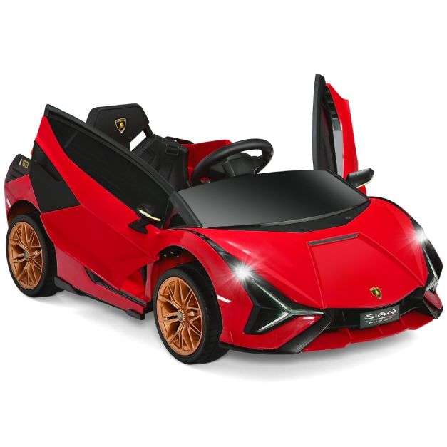 12V Lamborghini Kinder Elektroauto mit 2,4G-Fernbedienung Kinderauto  3-5km/h mit MP3 Rot