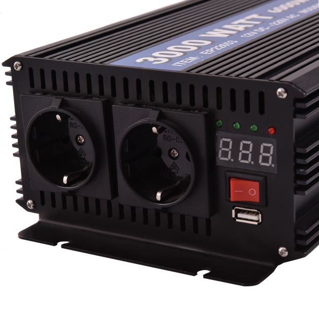Spannungswandler Wechselrichter Inverter Stromwandler Welchselrichter 3000W  6000W 12V DC auf 220V AC mit LED-Anzeige / USB-Anschlus