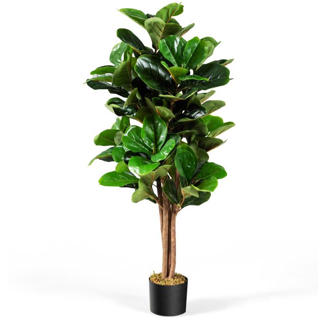 120 cm Feigenbaum Blumentopf mit - Deko Künstlicher Costway Kunstpflanze