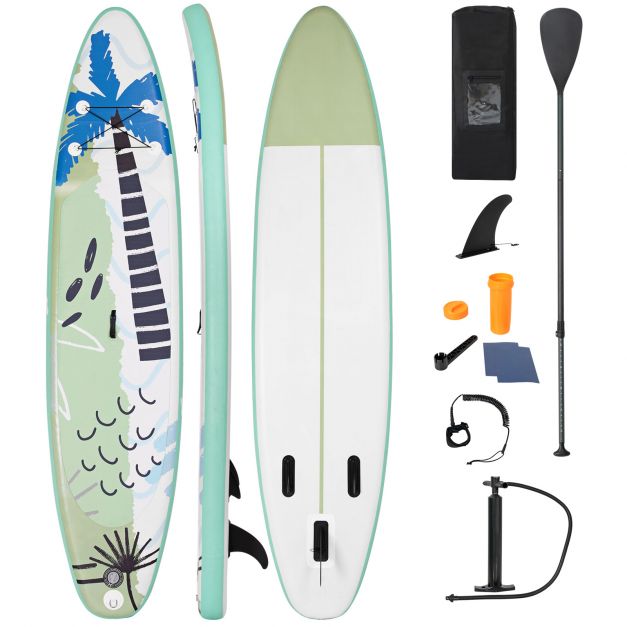Aufblasbares Stand Paddle Board Stand Up Surfbrett Schwimmendes Board 335 x  76 x 16 cm Grün - Costway