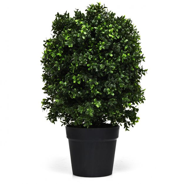 60 cm künstlicher Buchsbaum Costway Dekoration PE-Material Kunstpflanze aus Kunstbaum - Grün