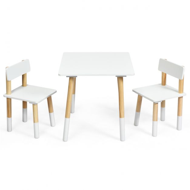Weiß Costway - Aktivitätstisch 3-teiliges Stühle Kindertisch Kinder Kindersitzgruppe 2 Holz und
