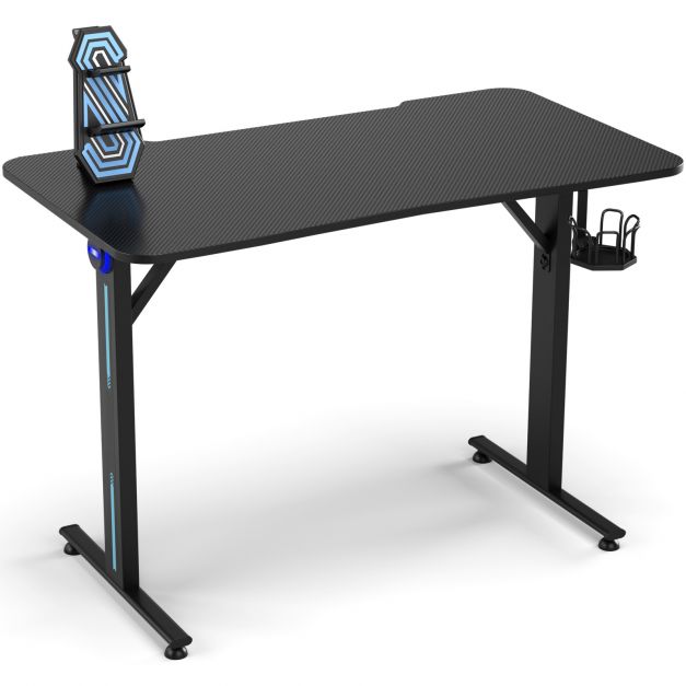 Gaming Tisch T-förmiger Computertisch LED mit Controller-Ständer
