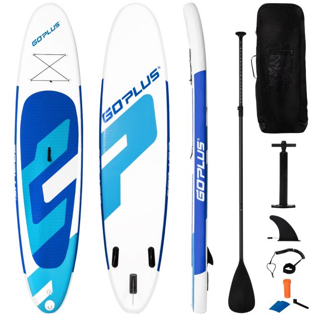 Stand Up Paddle Board Aufblasbares SUP Board mit Premium-Zubehör 335 x 76 x  15 cm Blau + Weiß - Costway