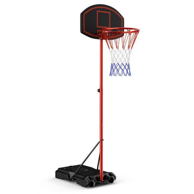 Basketballständer 158 höhenverstellbar - cm - Schwarz Ständer + mit 218 Rot Costway Basketballkorb