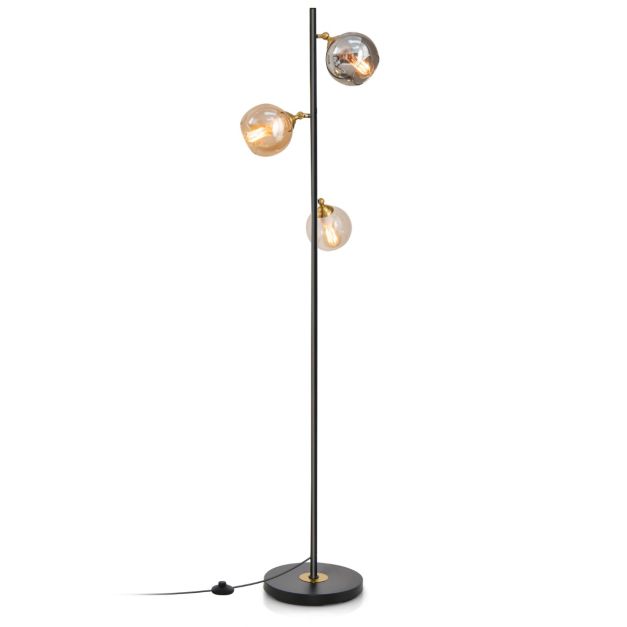 162cm Stehlampe 3 Stehleuchte mit - Leselampe für Costway Metallmast freistehende flammig Wohnzimmer Schlafzimmer Fußschalter
