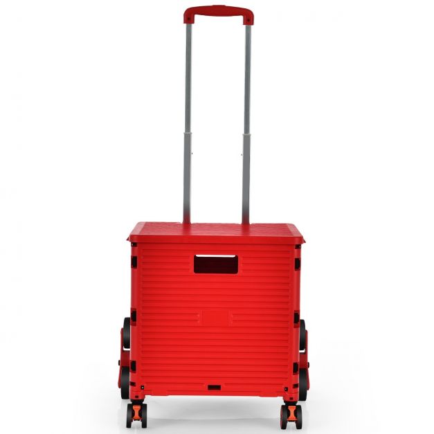 Einkaufstrolley Klappbar Einkaufswagen Kunststoff Faltbar Transport Trolley  Treppensteigen 70kg Tragkraft Rot