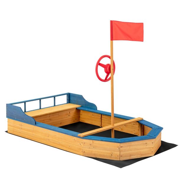 Kinder-Sandkasten Holz-Sandkasten in Piratenschiff-Optik mit