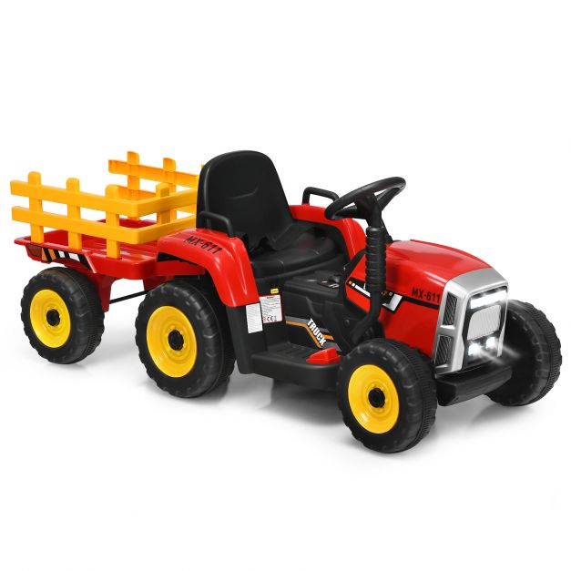 3-Gang Kinder Traktor 12V Aufsitztraktor mit abnehmbarem Anhänger