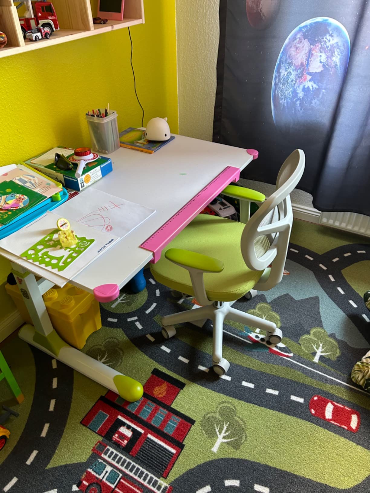 Kinder-Schreibtischstuhl Kinder-Computerstuhl mit Einstellbarer Höhe  Blau/Violett/Türkis/Rosa/Lila/Grün - Costway
